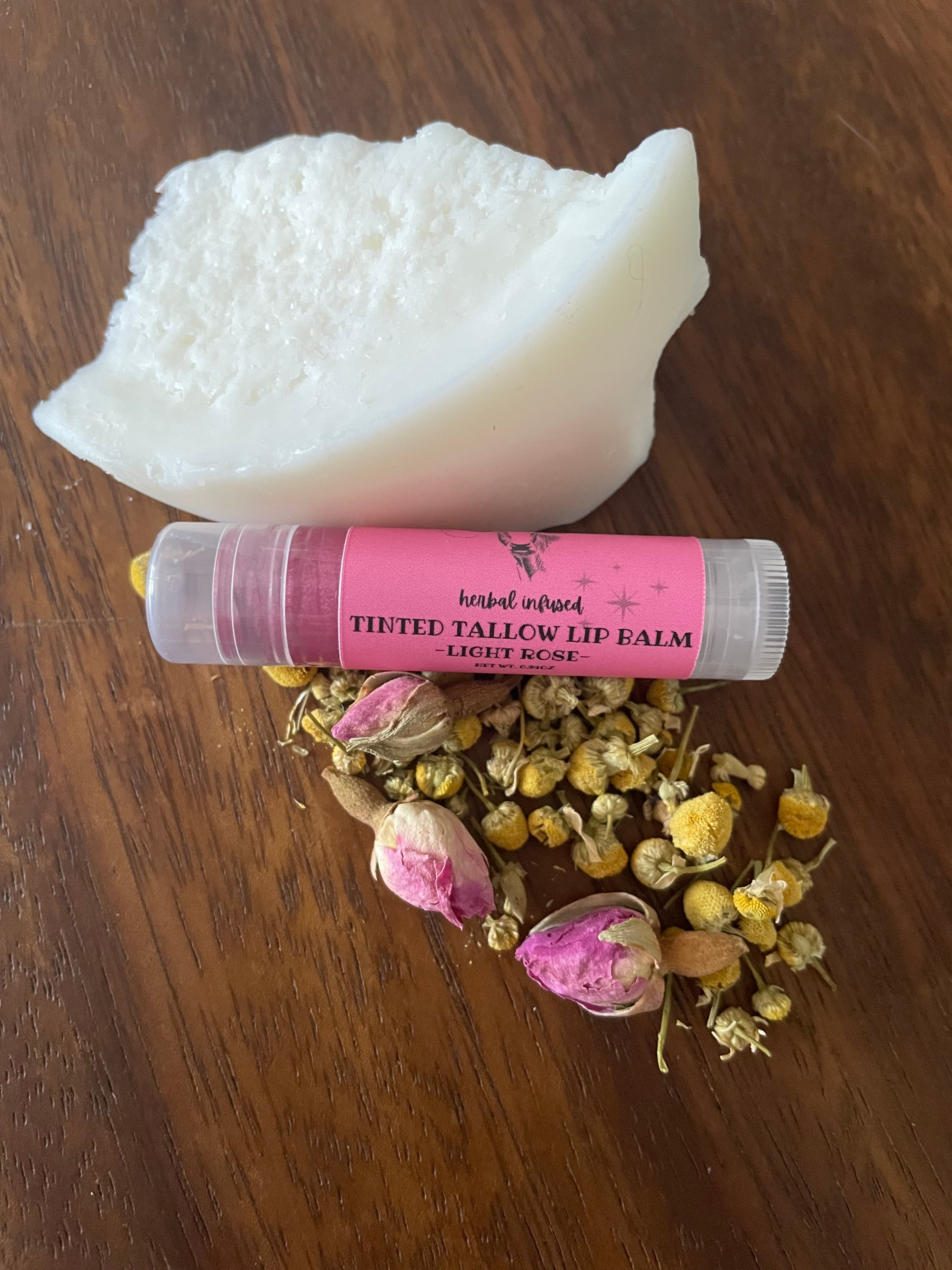 Tinted tallow lip balm